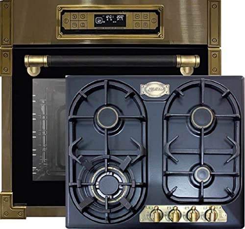 Kaiser Herdset EH 6726 AD + KG 6325 Em Turbo, Retro Einbau Backofen 80L, Elektro Backofenset + Retro Einbau Gas Kochfeld 60 cm, Schwarz Emalliert, Erdgas/Propangas/Fl.Gas