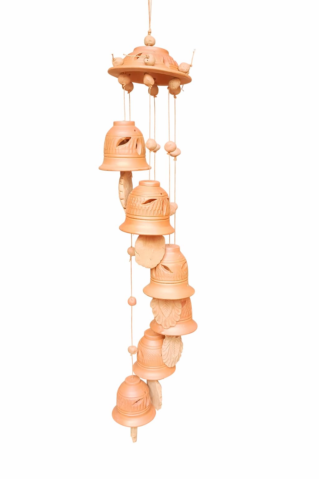 Kuyavan Mudpandam Handmade Terracotta Clay Wind Chime – 24 Inch Traditional Hanging Wind Bell for Home Entrance, Balcony & Garden Decor-picture-10