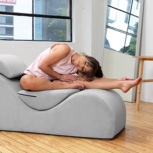 Image of Avana Luvu Lounger - Chaise Lounge Chair for Yoga, Exercise, Massage - High Density Foam - Made in The USA - Light Grey