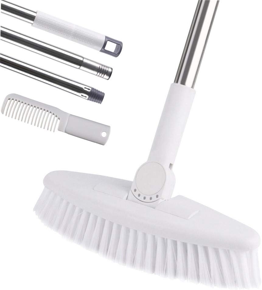 GeeRo Floor Scrub Brush with Long Handle -52" Bathroom Scrubber, with Adjustable Long Handle Multi-Angle Rotation Bathtub Cleaner Brush for Cleaning Bathroom, Floors, Tile, Wall and Kitchen