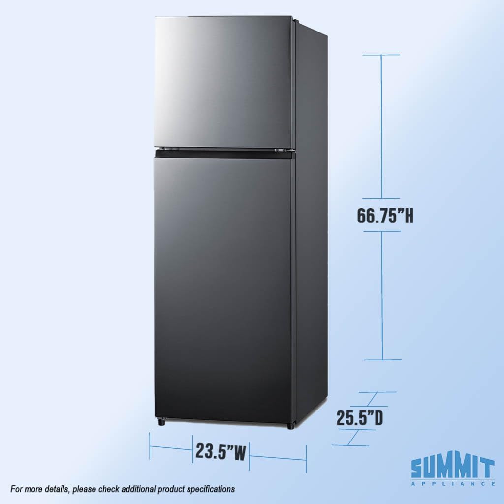 Summit 24" Refrigerator, 11.6 cu.ft Capacity Refrigerator- Freezer, Energy Star, Stainless Steel Look - FF1142PLLHD (Left Handed Door Swing)
