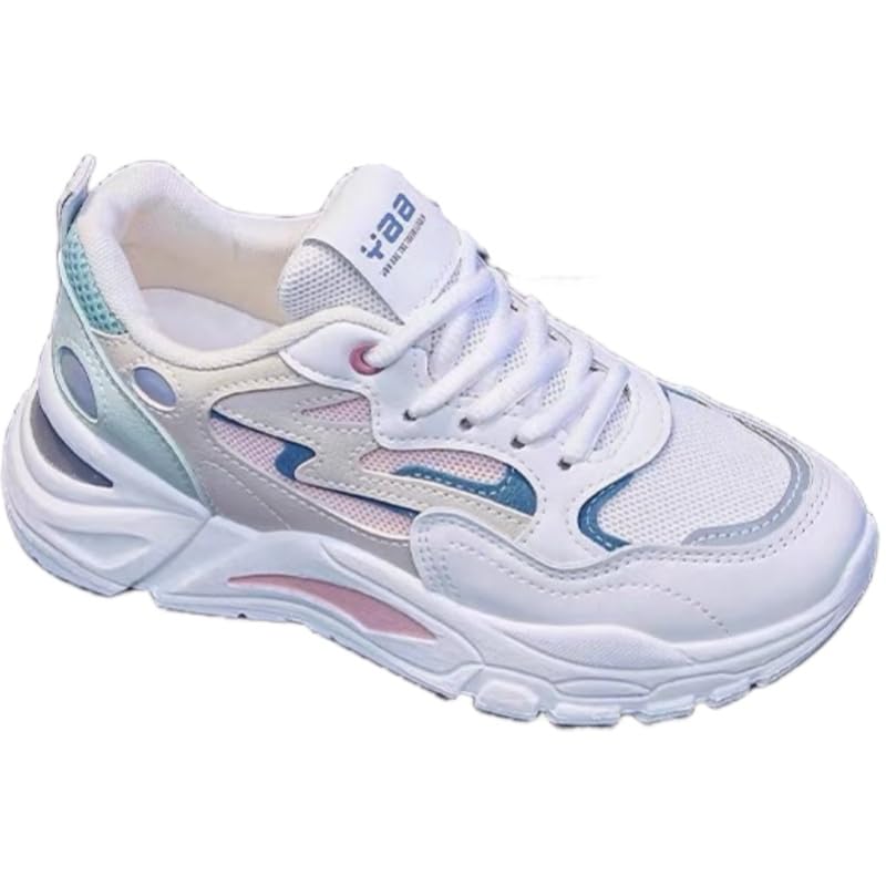 Women's Colorblock Mesh Sneakers, Lace Up Breathable Casual Sporty Trainers, Platform Low-top Running Shoes