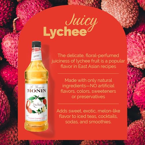 Image of Monin - Lychee, Great for Teas, Lemonades, Smoothies, & Cocktails, Gluten-Free, Non-GMO (1 Liter)