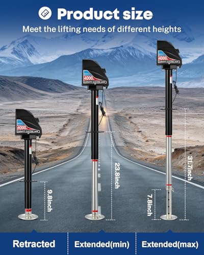 Image of Kohree Electric Trailer Jack 4000lbs, Heavy Duty RV Electric Power Tongue Jack for Travel Trailer A-Frame Camper, with Manual Crank Handle & Weatherproof Cover, 22 inch Lift, 12V DC with Wiring