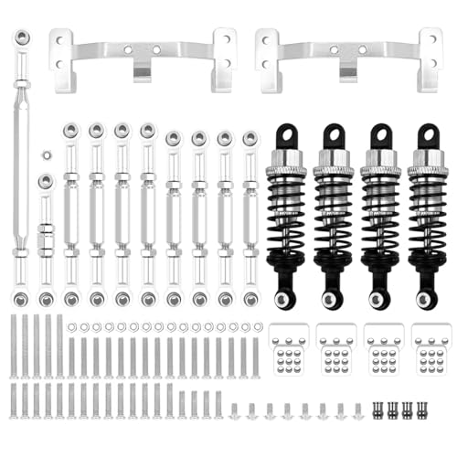 For MN D90 For MN99S 用 メタルシャーシ タイロッドマウントブラケット ショックアブソーバーキット RCカーアップグレードパーツ RCショックアブソーバー(Sliver)