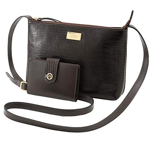 Kit Bolsa e Carteira Mariart Couro Legítimo Alça Transversal 2190+301 (Café)