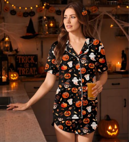 Image of Ekouaer Pajamas for Women Set Button Up Short Sleeve Pjs Lounge Set | Soft Womens Loungewear,Side Slit Pj Shorts,Notch Collar,V Neck,2 Piece Sleepwear for Sleep,Lounge,Wedding,Bridal
