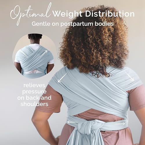 Image of Boba Baby Wrap Carrier - Original Baby Sling Carrier for Newborns (7-35 lbs), Soft, Secure, Hands-Free & Ergonomic, Ideal for Comfortable Bonding, New Parents (Serenity Light Blue)