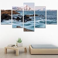 SIGNWIN 5 Panel Canvas Wall Art Coastal Scenery for Home Decorations Ready to Hang - 60