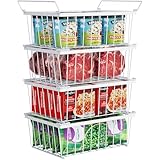 iSPECLE Freezer Organizer Bins - 4 Pack Stackable Chest Freezer Organizer for 5 Cu Ft Deep Freezer Sort Frozen Food, Deep Freezer Organizer Bins Easy to Get Food from Bottom without Digging, White