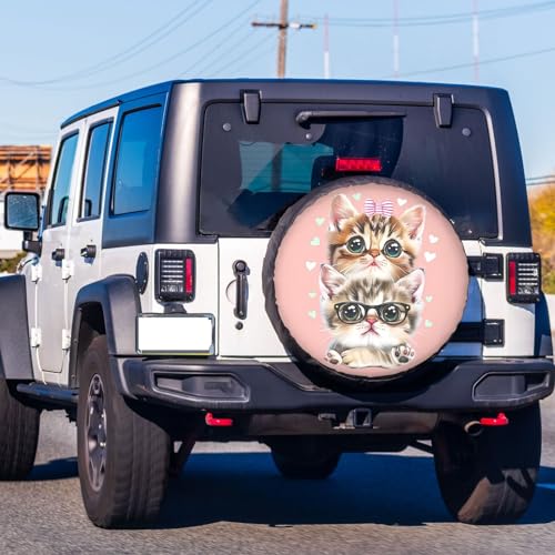 Image of Dujiea Cute Cat Faces Spare Tire Cover, Universal Wheel Tire Cover Waterproof Dust-Proof Tire Protectors for Trailer Rv SUV Truck Camper and Many Vehicle 14 15 16 17 Inch