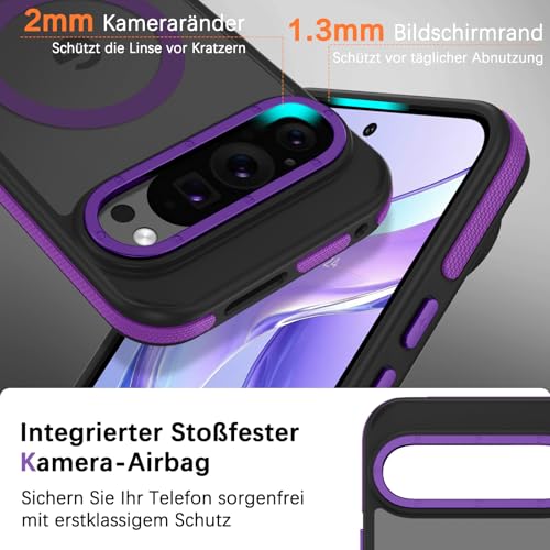 Coque Google Pixel 9 magnétique transparente mate résistante aux chocs compatible MagSafe