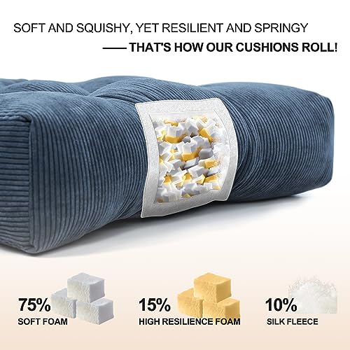 Image of Lokex Rocking Chair Cushion Only,Tufted Non-Slip Comfortable Rocking Chair Cushions Indoor with Ties,Striped Rocking Chair Pads (Indigo blue-S2064-16, 21x17 /17x17)