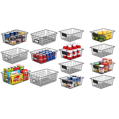 14 Pack Wire Storage Baskets for Organizing withTags, Pantry Organization