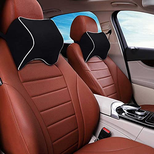 Image of obliq Memory Foam Car Headrest Cushion, Neck Rest Seat Pillow for Pain Relief, Ergonomic Cervical Support for All Cars (Black - Pair)