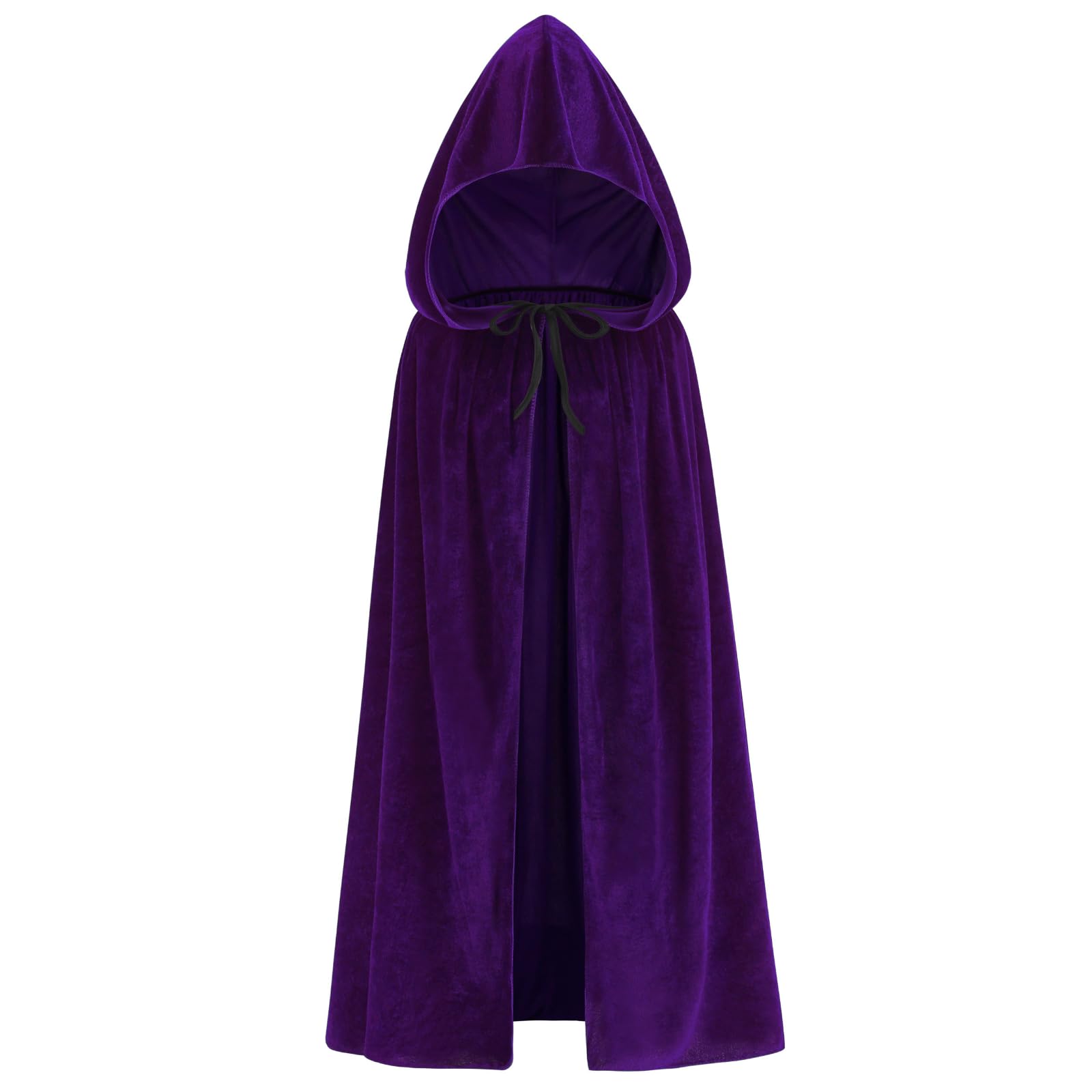 RRCBMD Adults Velvet Hooded Cape for Men Women Medieval Renaissance Unisex Cloak with Hood Purple Halloween Cosplay Costume 66.9inch