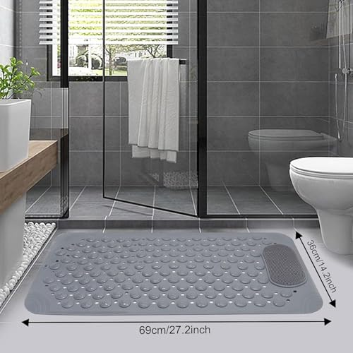 Image of Charge -X Anti Slip Bath Mat with Foot Scrubber for Bathroom | 2-in-1 Silicone Shower Mat with Suction Cups & Drainage Holes | Deep Cleaning Foot Scrubber Massage Mat (70 x 35 cm