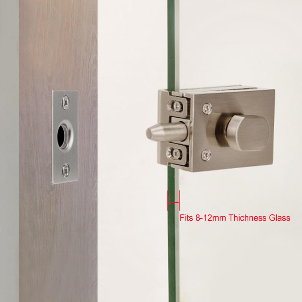 Glass Door Latch, Brass+Zinc Alloy Glass Door Lock, 8-12mm Thickness Glass Floor Latch Lock Bolt Ground Lock - Image 2