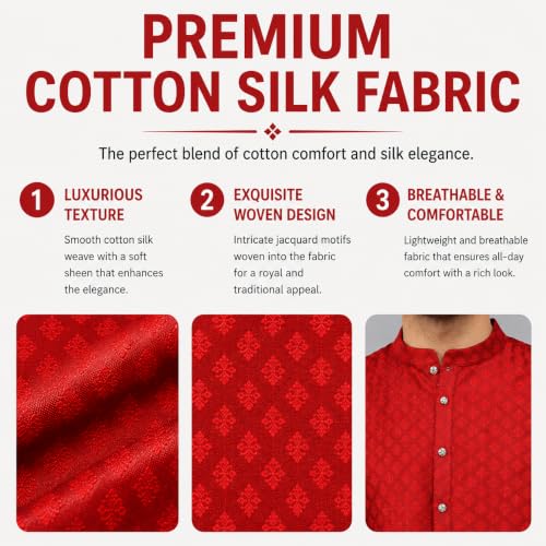 Image of LATEST CHIKAN Men's Silk Chikankari Kurta with Cream Churidar | Festive Set - KP Silk BANARSI