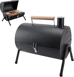Churrasqueira Portátil Bafo com Grelha Dupla Face, Chaminé, para Camping e Jardim