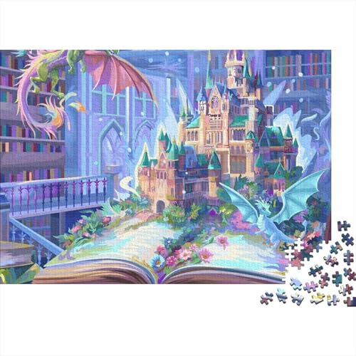 Puzzle 'Mondo Fantasy' da 1000 pezzi, libro magico per ragazzi (12-18 anni), cartone spesso, ideale come regalo per gli appassionati di puzzle, 38x26 cm/1000 pezzi.