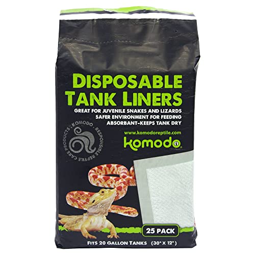 Komodo Repti-Pads Repti-Pads Reptile Terrarium 76.2 cm x 30.5 cm Forros de tanque descartáveis | Absorvente – Mantém o tanque seco | Serve para habitat de aquário de 20 galões, pacote com 25