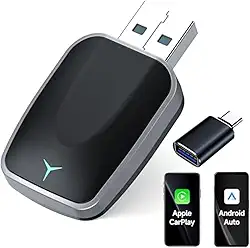 Adaptador Wireless 2 em 1 Mini para CarPlay e Android Auto, Conversor de Cabo para Sem Fio Plug & Play, Conexão Ultra Rápida 5.8GHz, Suporte USB-A/C para iPhones e Carros 2016+