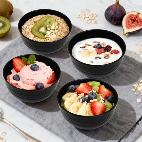 Image of Wheat Straw Small Bowls Set of 6, Unbreakable 10 OZ Mini Dessert Bowls, Snack Bowl for Kitchen, Picnic, Microwave & Dishwasher Safe Bowl Set for Ice Cream, Fruits, Appetizer, Black