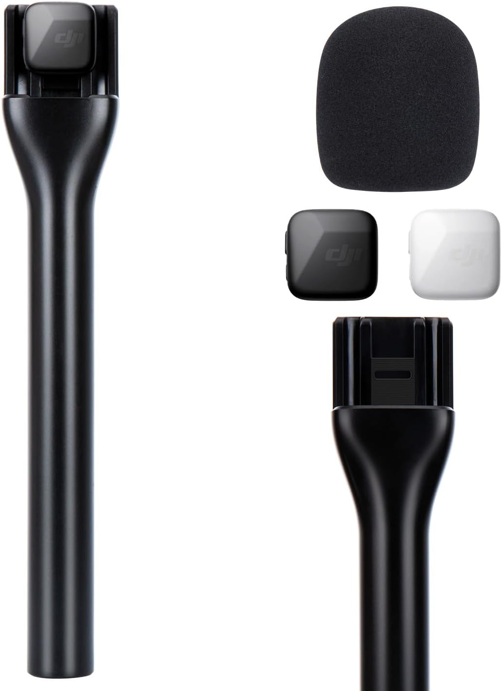 SUNMON Handheld Wireless Mic Stand for DJI Mic Mini with Pop Filter, Holder for Microphone, Interview Handheld Mount Adapter for DJI Mini (Handheld with 1 Pop Filter）