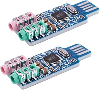 Zunedhys Tarjeta de sonido USB CM108 controlador gratuito, 2 unidades, color azul