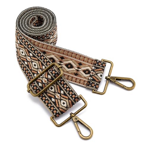 Image of ZOOEASS Bronze Buckles Purse Strap, 2 inch Wide Crossbody Handbag Strap Adjustable Replacement Shoulder Strap Vintage Embroidery