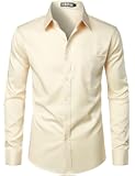 Men's Urban Stylish Casual Business Slim Fit Long Sleeve Button Up Dress Shirt with Pocket