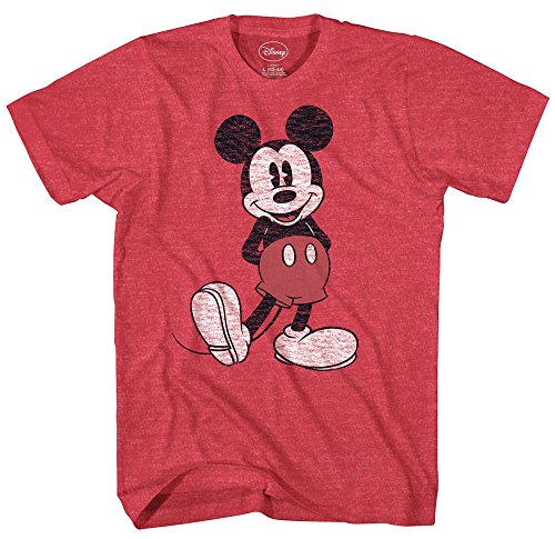 T-shirt Mickey Mouse Disney rouge chiné XXL pour homme au style vintage authentique