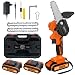 Produktbild FEEYOO Mini Kettensägen Kit Schnurloses, 2X21V-Batterie, 4-Zoll-Einhand-Elektrosäge mit wiederaufladbarer zum Holzschneiden, Astscherenschneiden, Innenhof, Haushalt und Garten