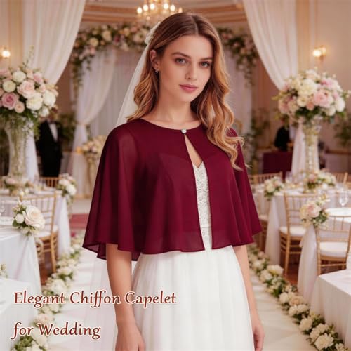Image of Ciormis Chiffon Capelet Women's Soft Shawls and Wraps for Evening Dresses, Wedding Formal Dress Shawl Cape Cover up