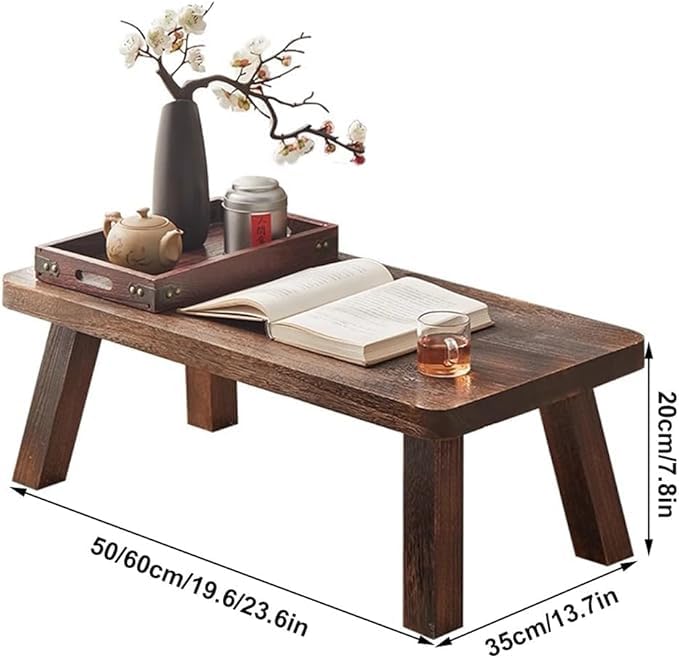 Image of 65Cm Japanese Style Sheesham Wood Coffee Table for Living Room, Dining Room, Bedroom, Kitchen, Office Home Decor (65 * 35 * 25Cm)