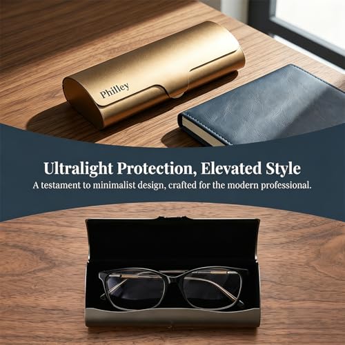 Image of Philley Aluminum Ultra-Light Eyeglasses Case Hard Shell Nearsighted Glasses Case for Women & Men