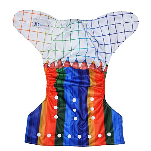 Image of Babymoon (Set of 3-1 Cloth Diaper with 2 5Layesr Bamboo Insert) Premium Adjustable Reusable Washable Cloth Diaper for Baby