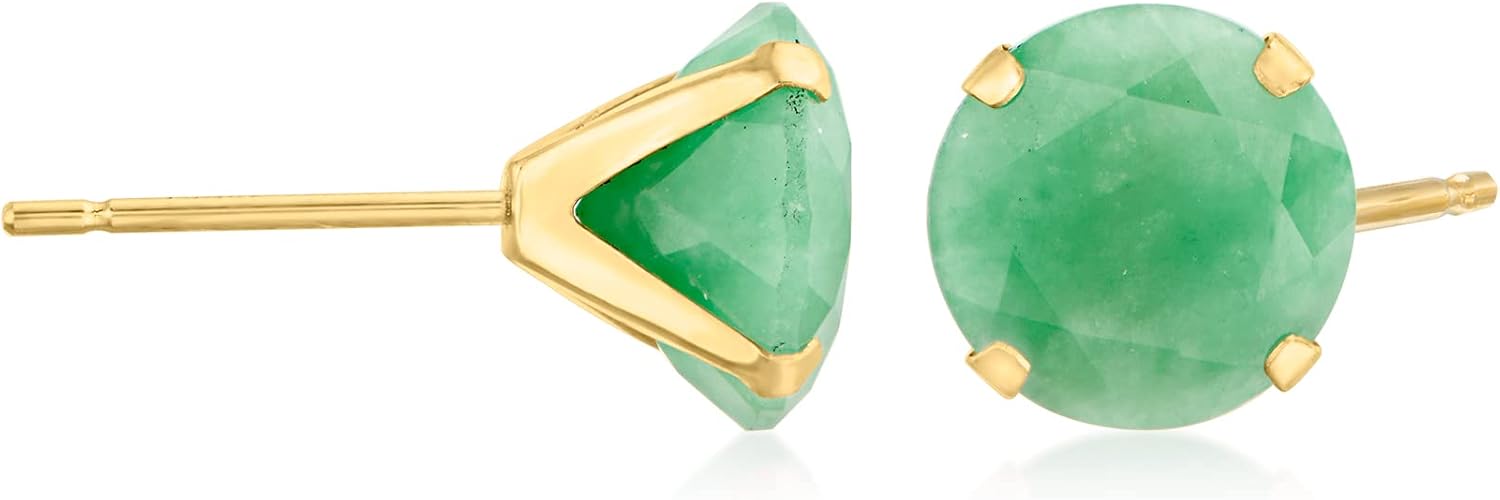 Ross-Simons 8mm Jade Martini Stud Earrings in 14kt Yellow Gold