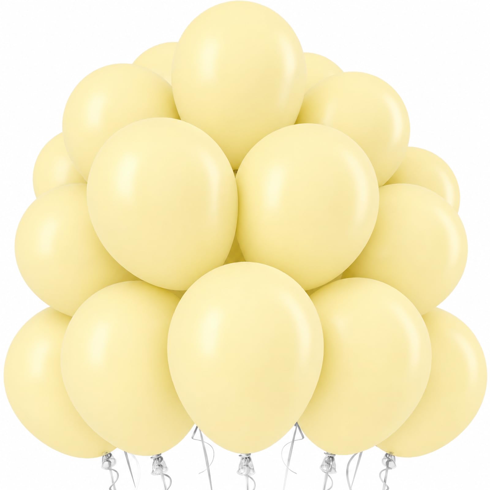 Jobkoo Pastel Yellow Balloons, 12 Inch Light Butter Yellow Latex Balloon