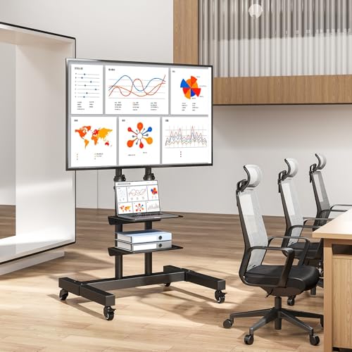 undefined Rfiver テレビスタンド キャスター付き tv stand 二重支柱設計 32~75インチ対応 高さ調節可能 双棚板付き モニタースタンド tvスタンド 移動式 耐荷重40kg VESA600X400mmまで 省スペース 会社用 業務用 家用 MT1009 の商品画像 6