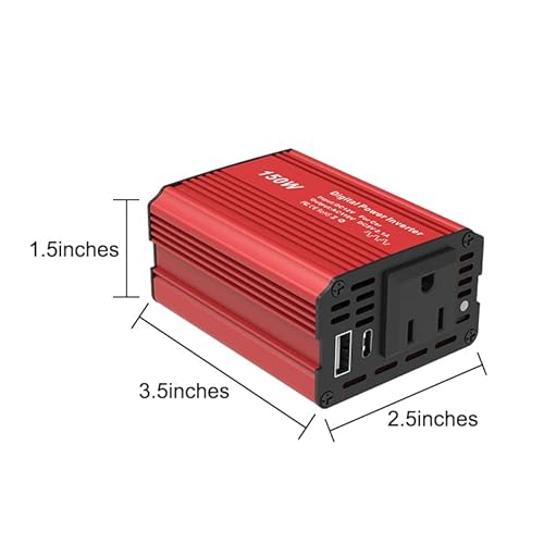 Bxe Car Inverter Car Charger Converter Usb+Type-C Dual Interface Noiseless Built-In Fuse For Cell Phone Computer Fan Camera Etc #TOP6