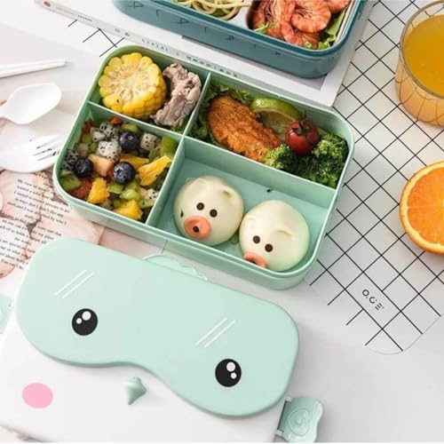 Marmita Lancheira Louch Infantil Bento Com 4 Divisórios Colher e Carfo (VERDE)