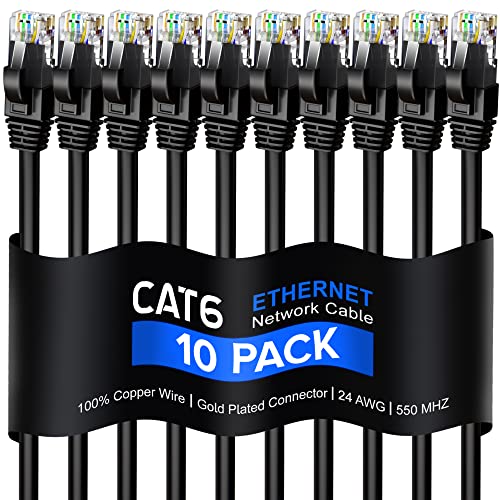 Maximm cat6 Ethernet�P�[�u���o���G�[�V����0.6 Ft ? 20 ft 10 Feet �u���b�N CAT610FT10PKBlack