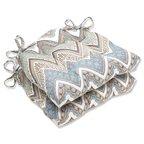 Pillow Perfect Indoor Cottage Mineral Reversible Chair Pad, 2 Count (Pack of 1), Blue