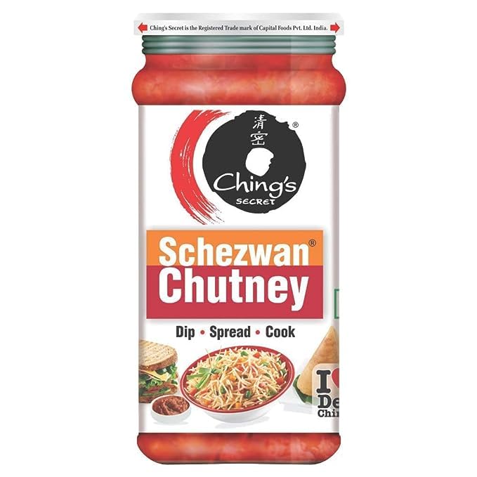 Kten SINCE 1984 TASTY FOOD... HEALTHY MOOD! Chings Schezwan Chutney,250G with Long Handle Tablespoon Kten