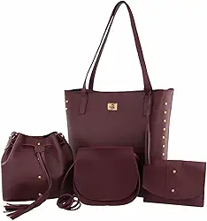 Kit de 4 Bolsas Feminina Estilo Sacola Espaçosa
