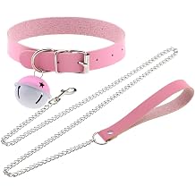 FM FM42 Multicolor PU Simulated Leather Bell Collar Choker Necklace with Detachable Chain Leash