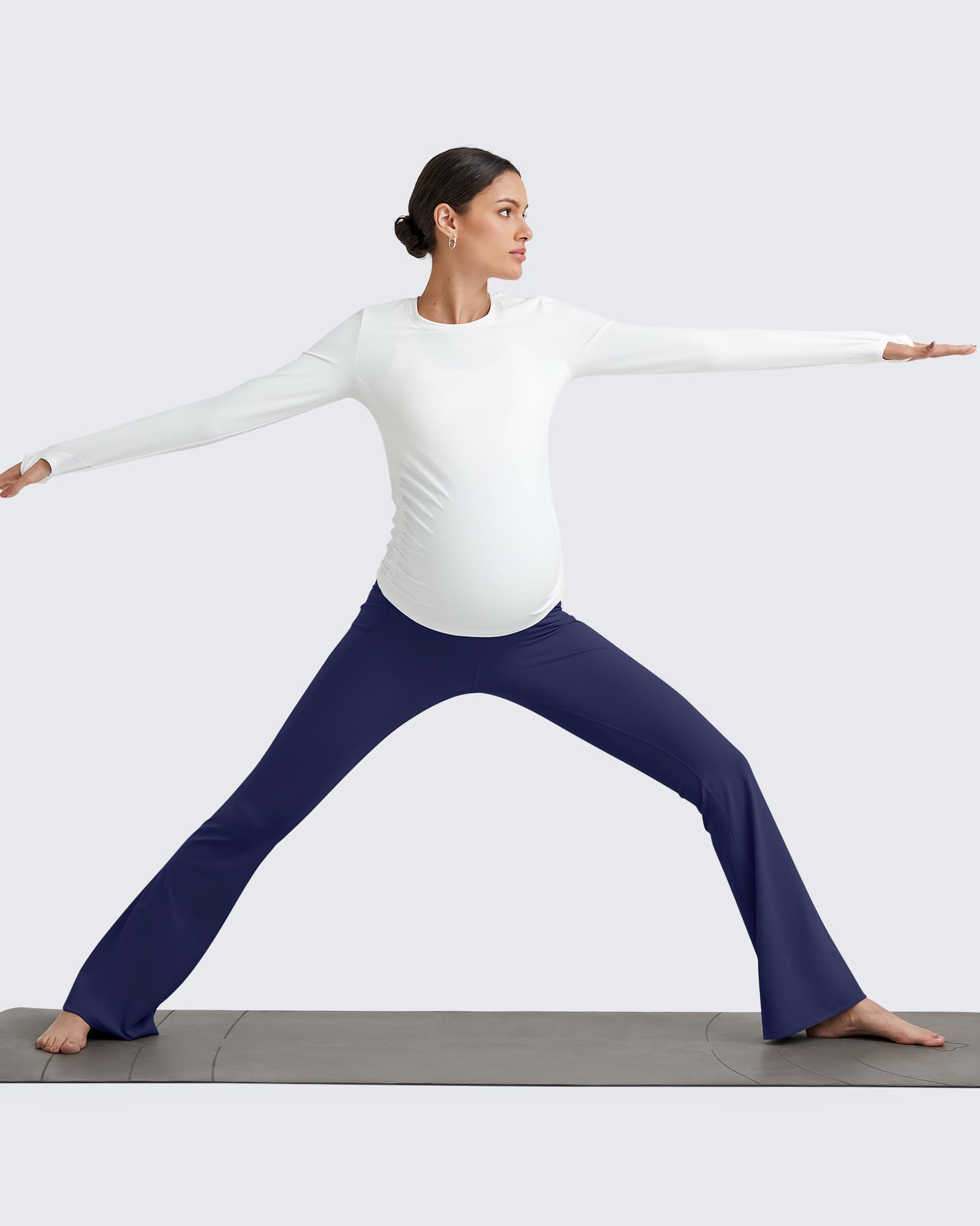 G4Free BareFeel - Leggings acampanados de maternidad para mujer | Dos prácticos bolsillos, sobre el vientre, elásticos, suaves como la mantequilla, para yoga, oficina o descanso casual