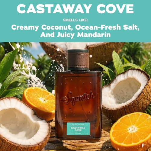 Image of Dr. Squatch Natural Cologne for Men - Bergamot, Lavender, and Vanilla Fragrance Inspired by Coconut Castaway - Sustainably-Sourced Ingredients - Castaway Cove Cologne (1.7 fl oz)